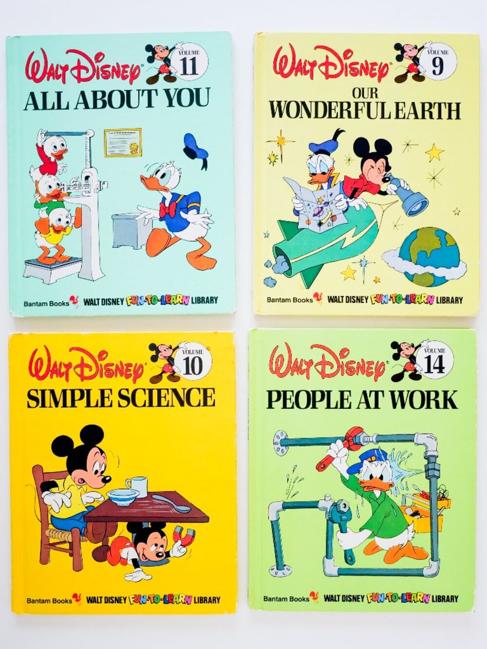Vintage ✨DISNEY✨ Fun-to-Learn Library Kids Books by Bantam- Books 9, 10, 11 & 14